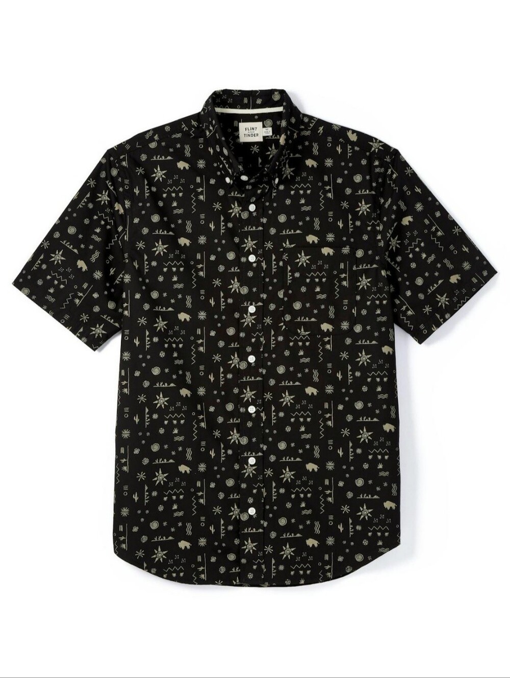 Flint & Tinder Short-Sleeve Button-Down Bandana Shirt - Black & White - Size XL
